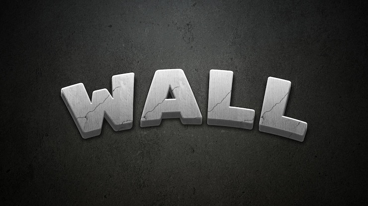 PSD efecto de texto de textura de pared agrietada