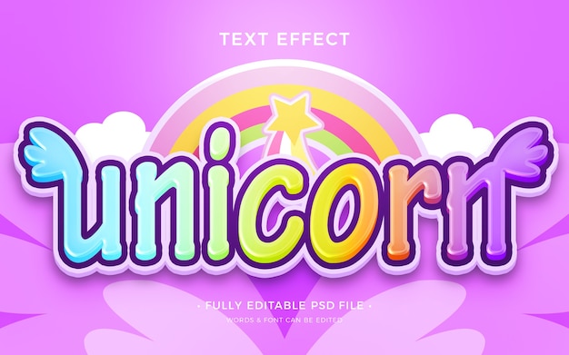 Efecto de texto de tinta de unicornio