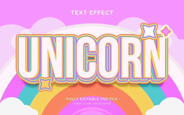 PSD efecto de texto de tinta de unicornio