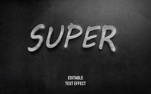 Efecto de texto de tipo editable súper 3D de color plateado PSD premium