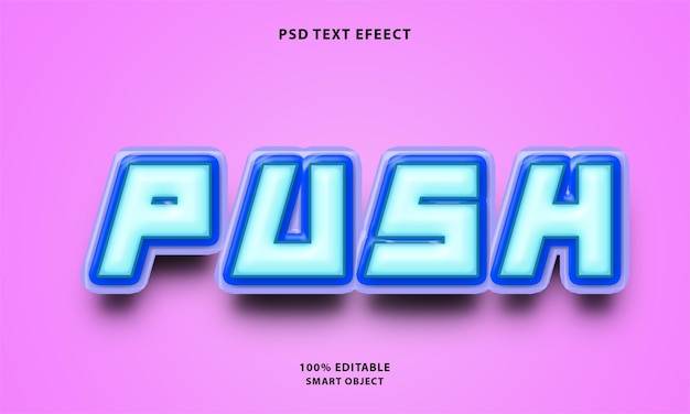 Efecto de texto de título de empuje PSD 3D gratuito