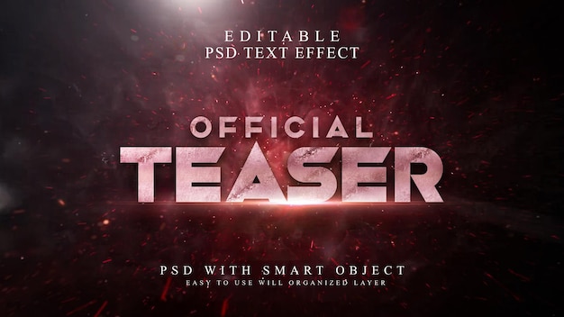 efecto de texto del título del teaser oficial