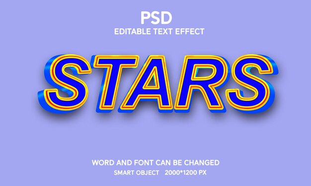 efecto de texto totalmente editable de estrellas con fondo
