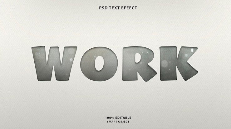PSD efecto de texto de trabajo de corte psd gratuito