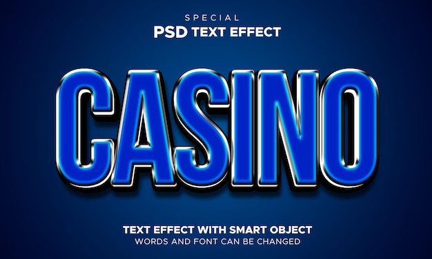 Efecto de texto de tragamonedas de casino editable y estilo de texto de juego color azul