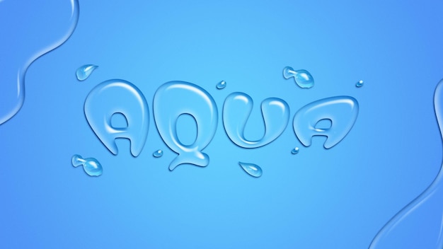 Efecto de texto transparente de agua de agua