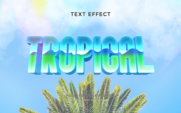 PSD efecto de texto tropical