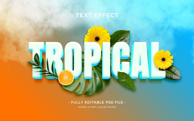 PSD efecto de texto tropical