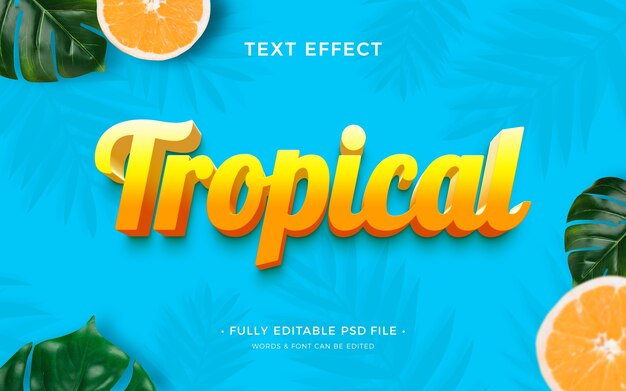 PSD efecto de texto tropical