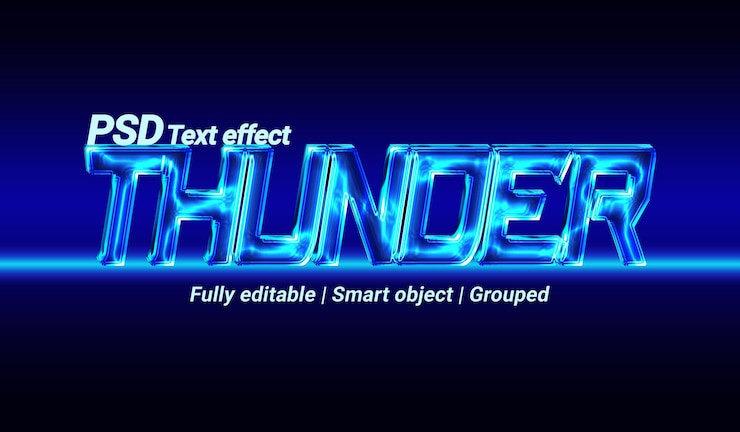 PSD efecto de texto trueno photoshop psd