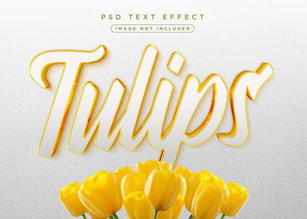 Efecto de texto de tulipanes de estilo 3d