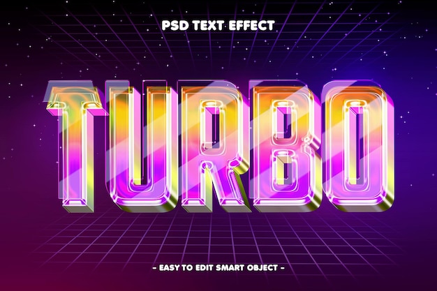 PSD efecto de texto turbo 3d neon