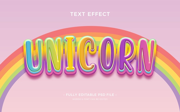 PSD efecto de texto unicornio