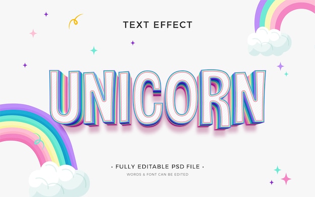 PSD efecto de texto unicornio