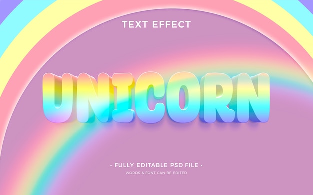 PSD efecto de texto unicornio