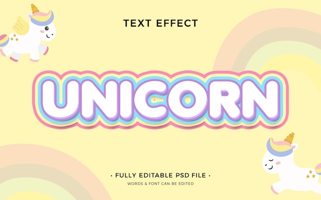 PSD efecto de texto unicornio