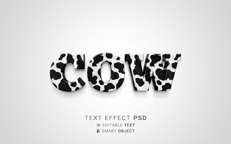 PSD efecto de texto de vaca creativa