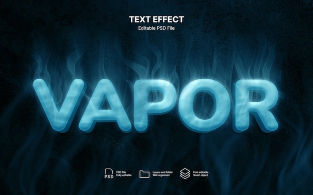 PSD efecto de texto de vapor