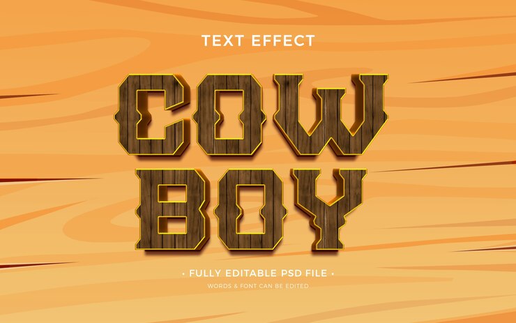 PSD efecto de texto vaquero