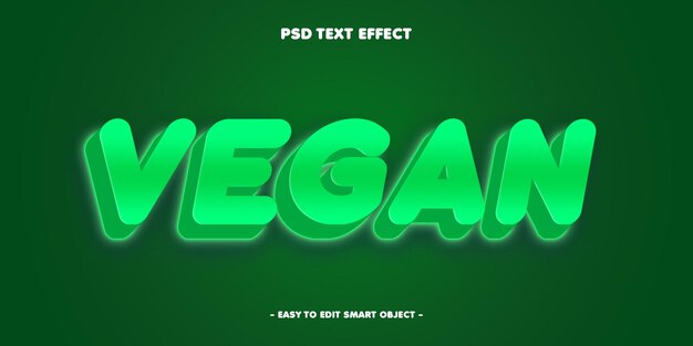 Efecto de texto vegano 3D de dibujos animados