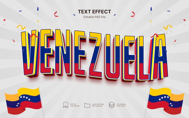 PSD efecto de texto de venezuela