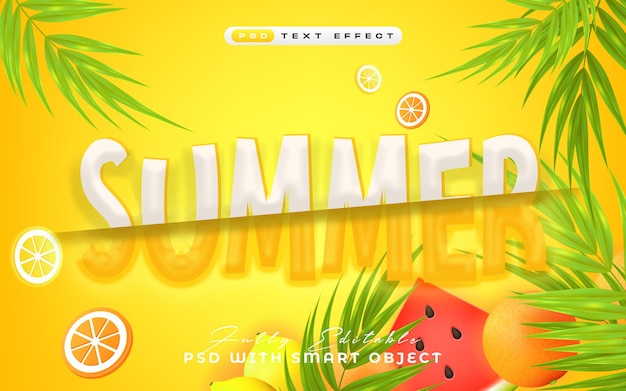 Efecto de texto de verano 3D