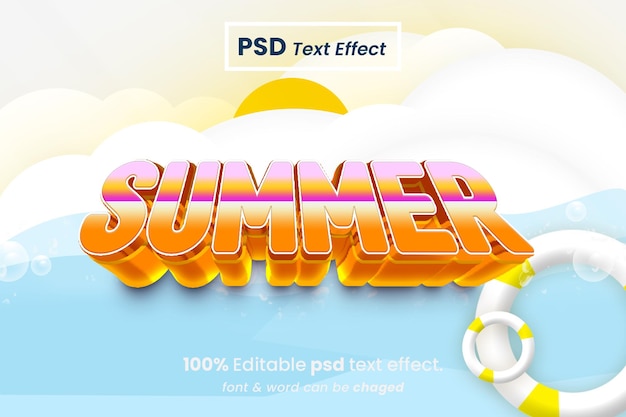 Un efecto de texto de verano con la palabra verano.