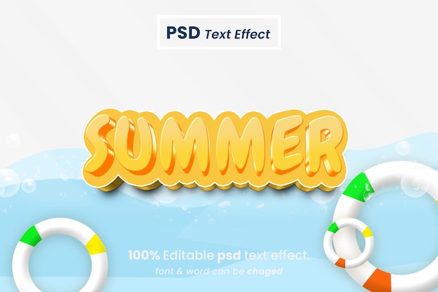 Un efecto de texto de verano con la palabra verano.