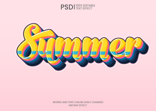 Efecto de texto de verano retro editable