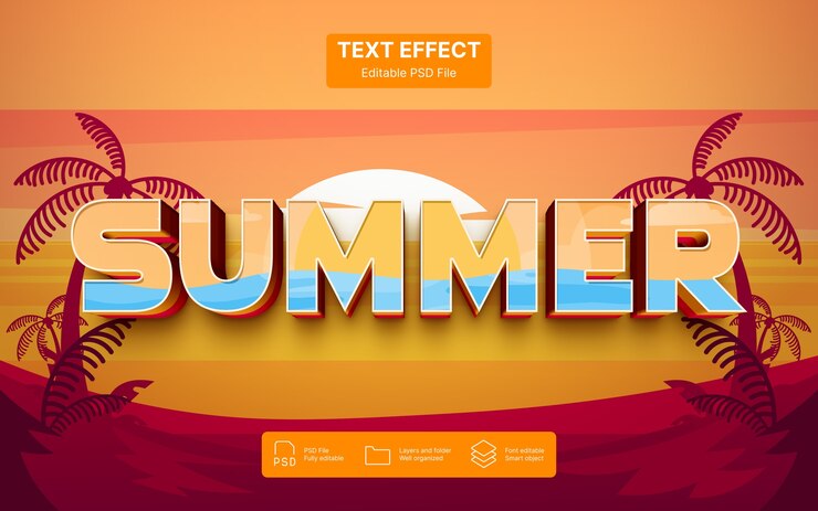PSD efecto de texto de verano