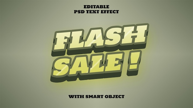 Efecto de texto verde amarillo de venta en flash 3D