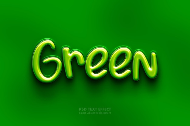 PSD efecto de texto verde brillante 3d