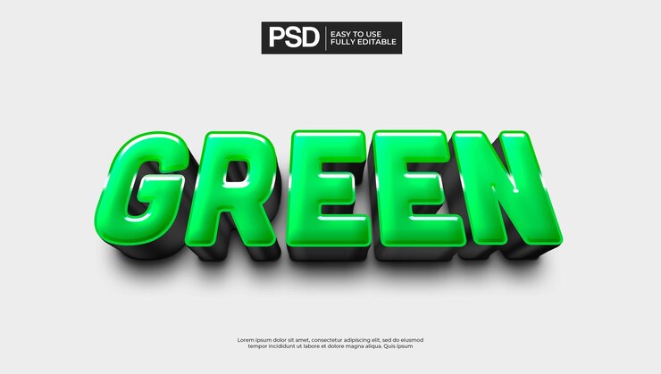 PSD efecto de texto verde limpio simple