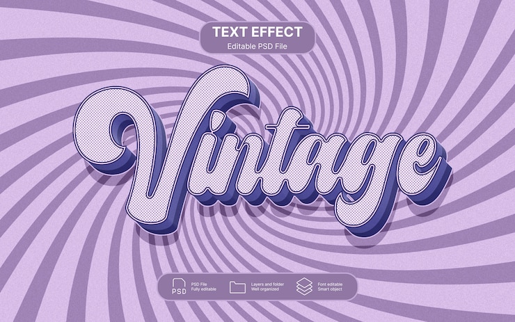 PSD efecto de texto de vibraciones retro