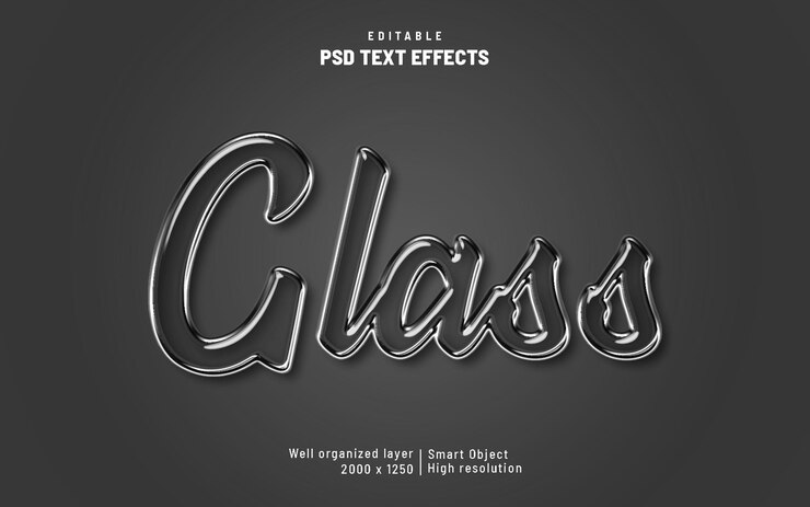 PSD efecto de texto de vidrio glaseado