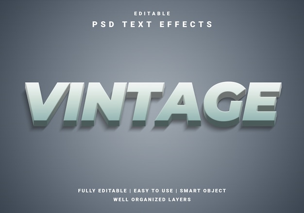 PSD efecto de texto vintage 3d moderno