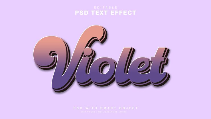 PSD efecto de texto violeta