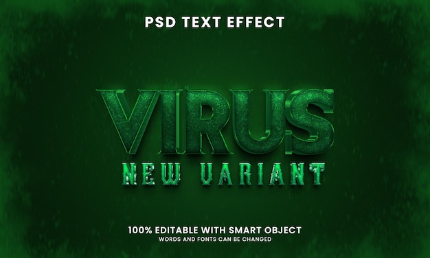 PSD efecto de texto de virus de estilo 3d