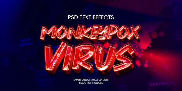 PSD efecto de texto del virus de la varicela del mono