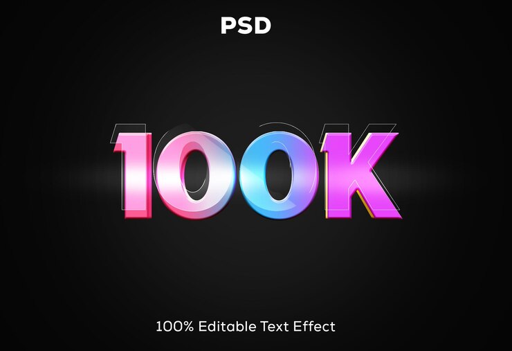PSD efecto de texto visual 3d de 100k