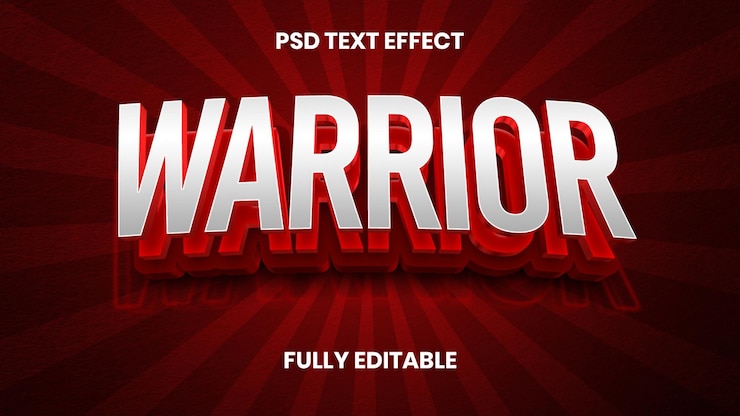 PSD efecto de texto warrior 3d
