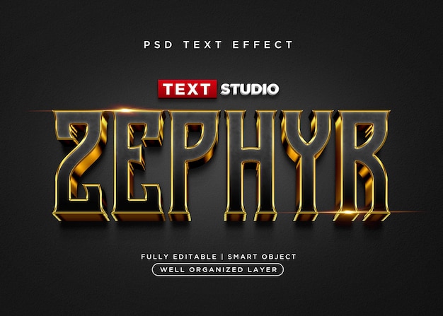 Efecto de texto zephyr estilo 3d