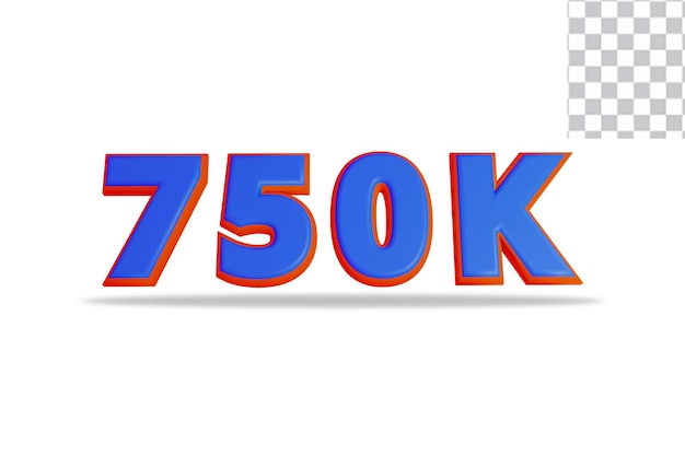 Efecto de textos de representación 3D de 750K seguidores