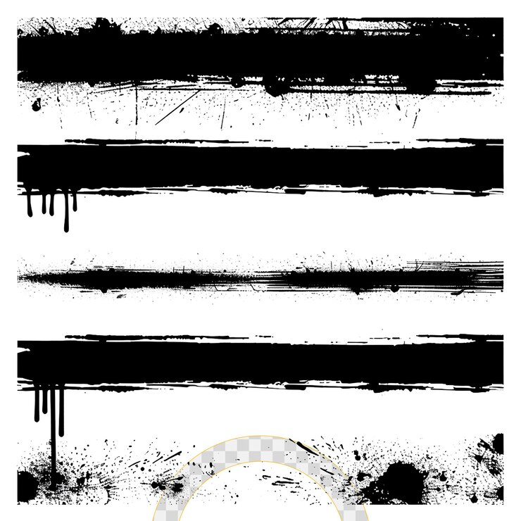 PSD efecto de tinta grunge en el fondo transparente