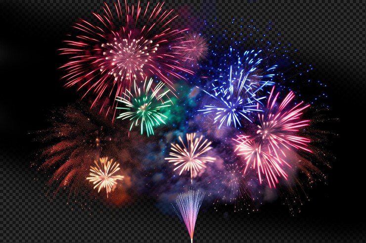 PSD efecto transparente de fondo de fuegos artificiales