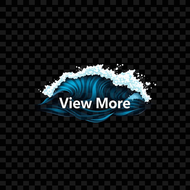 PSD efecto ver más texto en estilo wave splash olas chocan sobre el botón ocea dinámico y poderoso