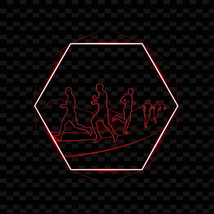 PSD efecto zigzag de neón con un candidato en un paisaje de carrera insi neon line art vista de la ciudad fondo