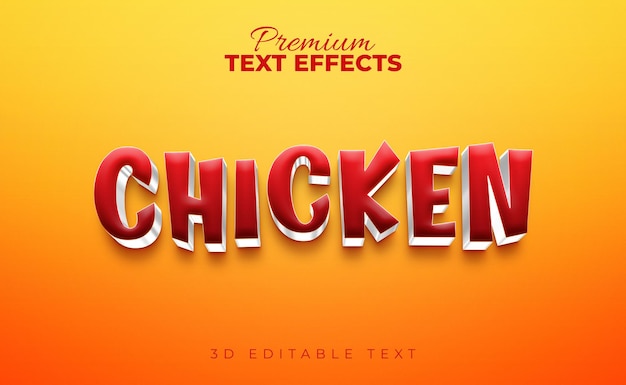 Efectos con estilo de texto 3d de pollo