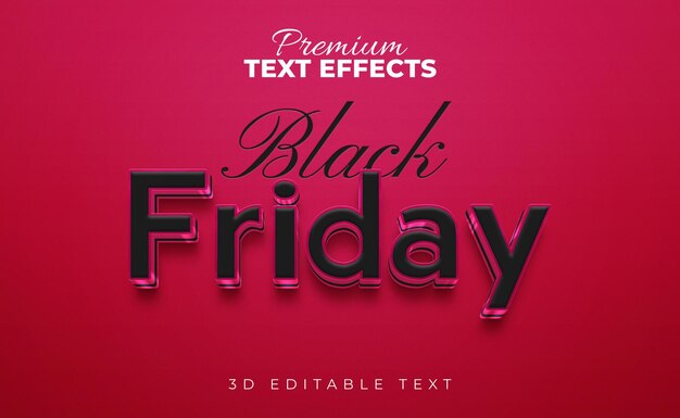 Efectos de estilo de texto 3D de venta de viernes negro