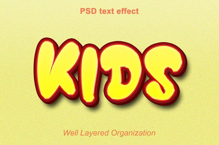 PSD efectos de estilo de texto editables para niños